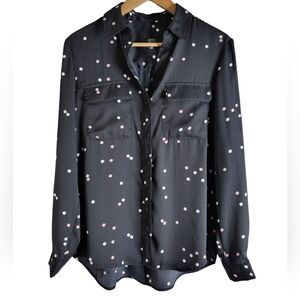 Black Polka Dot Button-Up Blouse